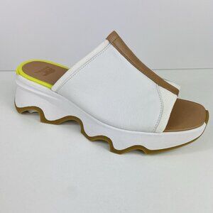 Sorel Size 11 / 42 Worn Once Kinetic Impact White Leather Platform Slide Sandal